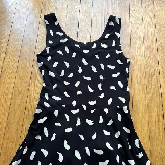 Boden Size 8R Black & White Brushstrokes Sleeveless Tie Waist Ballet Midi Dress - Picture 5 of 16